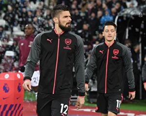 West Ham United v Arsenal 2017-18 Collection: Olivier Giroud: Arsenal Star's Pre-Match Focus at London Stadium (West Ham United vs Arsenal)