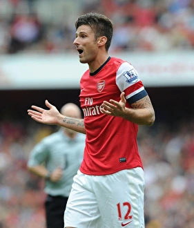 Arsenal V Aston Villa 2013-14 Prints: Olivier Giroud: Arsenal vs Aston Villa, Premier League 2013-14 - In Action