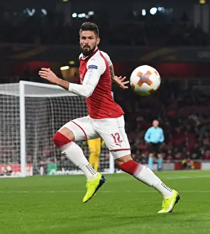 Arsenal V Red Star Belgrade 2017-18 Prints: Olivier Giroud: Arsenal's Europa League Hero in Action against Red Star Belgrade