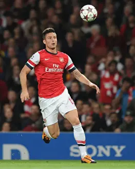 Arsenal V Borussia Dortmund 2013-14 Prints: Olivier Giroud: Arsenal's Formidable Striker in Action