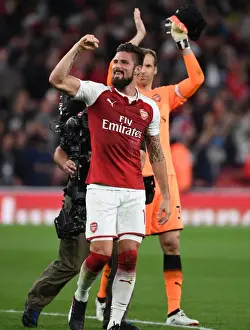 Arsenal V Leicester City 2017-18 Prints: Olivier Giroud: Arsenal's Goalscoring Hero in Victory Against Leicester City (2017-18)