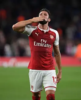 Arsenal V Leicester City 2017-18 Prints: Olivier Giroud: Arsenal's Hero in Triumphant 2017-18 Premier League Debut vs Leicester City