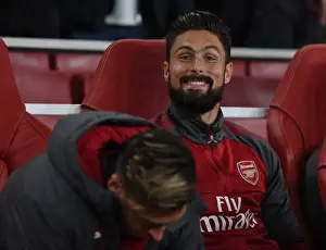 Arsenal V West Bromwich Albion 2017-18 Prints: Olivier Giroud: Arsenal's Ready-to-Roar Striker Ahead of Arsenal v West Bromwich Albion (2017-18)