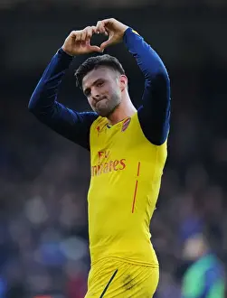 Olivier Giroud Celebrates Arsenal's Win Against Crystal Palace (February 2015)