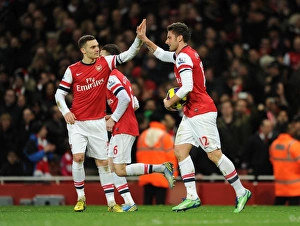 Olivier Giroud celebrates scoring his 2nd goal for Arsenal with Thomas Vermaelen Olivier Giroud celebrates scoring his 2nd goal for Arsenal with Thomas Vermaelen