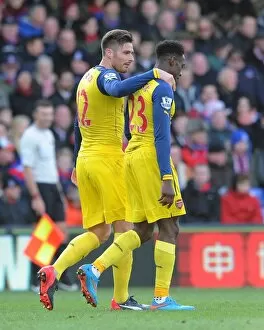 Crystal Palace v Arsenal 2014-15 Gallery: Olivier Giroud celebrates scoring Arsenals 2nd goal with Danny Welbeck. Crystal Palace 1: 2 Arsenal