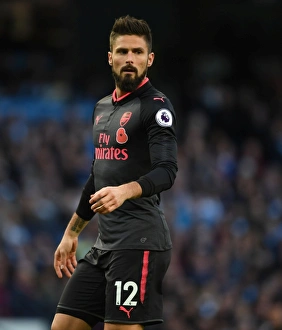 Manchester City V Arsenal 2017-18 Prints: Olivier Giroud Faces Manchester City: Arsenal vs. Manchester City, Premier League 2017-18