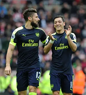 Sunderland V Arsenal 2016-17 Prints: Olivier Giroud and Mesut Ozil's Celebration: Arsenal's Dominance over Sunderland (2016-17)