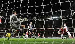 Arsenal V Newcastle United 2012-13 Prints: Olivier Giroud scores his 1st goal for Arsenal past Tim Krul (Newcastle). Arsenal 7