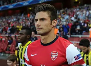Arsenal V Fenerbahce 2013-14 Prints: Olivier Giroud Scores for Arsenal Against Fenerbahce in 2013-14 UEFA Champions League Play-offs