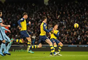 Manchester City V Arsenal 2014-15 Prints: Olivier Giroud Scores Arsenal's Stunning Goal Against Manchester City (2014-15)