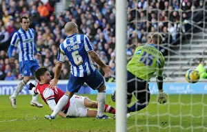 Brighton And Hove Albion V Arsenal FA Cup 2012-13 Prints: Olivier Giroud Scores Dramatic FA Cup Goal Past Casper Ankergren and Adam El-Abd of Brighton & Hove Albion