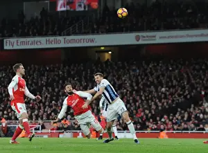Arsenal V West Bromwich Albion 2016-17 Prints: Olivier Giroud Scores Dramatic Goal Against Gareth McAuley in Arsenal vs