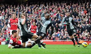 Arsenal V Tottenham Hotspur 2012-13 Prints: Olivier Giroud Scores Dramatic Goal Against William Gallas in Arsenal vs