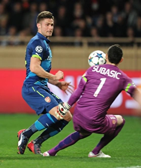 Olivier Giroud Scores First Goal: Arsenal vs. AS Monaco, UEFA Champions League Round of 16 (March 2015)