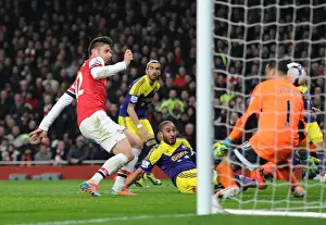 Olivier Giroud Scores First Goal Past Michel Vorm: Arsenal vs Swansea City, Premier League 2013-14