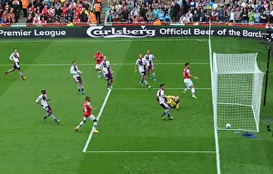 Arsenal V Aston Villa 2013-14 Prints: Olivier Giroud Scores the Winning Goal Past Brad Guzan: Arsenal vs