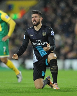 Norwich City V Arsenal 2015-16 Prints: Olivier Giroud: Star Striker in Action Against Norwich City, Premier League 2015-16