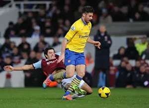 West Ham United V Arsenal 2013-14 Prints: Olivier Giroud Surges Past Joey O'Brien: West Ham vs. Arsenal, Premier League, 2013