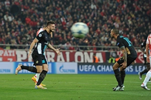 Olympiacos V Arsenal 2015-16 Prints: Olivier Giroud and Theo Walcott's Euphoric Moment