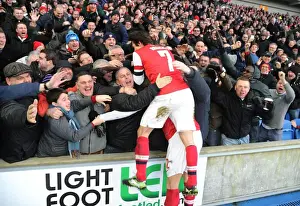 Olivier Giroud and Tomas Rosicky Celebrate with Fans: Arsenal's FA Cup Victory over Brighton & Hove Albion (2013)