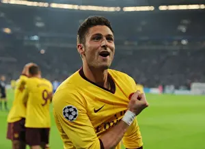 Schalke 04 V Arsenal 2012-13 Prints: Olivier Giroud's Brace: Arsenal's Win Against Schalke 04 in UEFA Champions League 2012-13