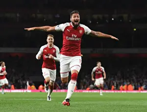 Arsenal V Leicester City 2017-18 Prints: Olivier Giroud's Brace Fuels Dramatic 4-3 Comeback for Arsenal Against Leicester City