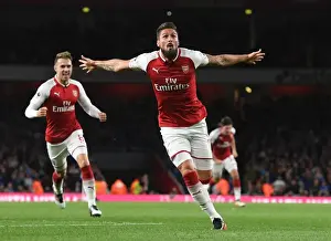 Arsenal V Leicester City 2017-18 Prints: Olivier Giroud's Brace Leads Dramatic 4-3 Comeback for Arsenal Against Leicester City