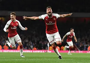Arsenal V Leicester City 2017-18 Prints: Olivier Giroud's Brace Seals Thrilling 4-3 Victory for Arsenal over Leicester City