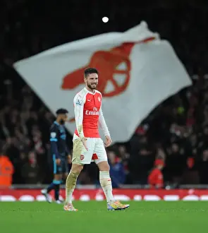 Arsenal V Manchester City 2015-16 Prints: Olivier Giroud's Euphoric Moment: Arsenal's Goal Against Manchester City (2015-16)