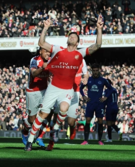 Arsenal Everton 2014-15 Prints: Olivier Giroud's Goal: Arsenal vs. Everton, Premier League 2014-15
