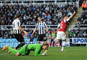 Newcastle United Collection: Olivier Giroud's Goal Celebration: Newcastle United vs. Arsenal (2013-14)