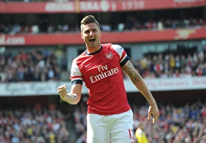 Arsenal V West Bromwich Albion 2013-14 Prints: Olivier Giroud's Goal Celebration: Arsenal vs