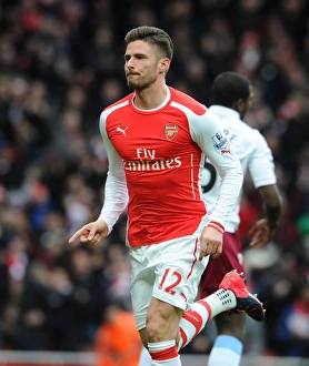 Olivier Giroud's Goal Celebration: Arsenal vs. Aston Villa, Premier League 2014-15