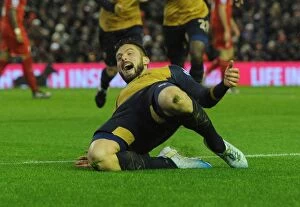 Images Dated 13th January 2016: Olivier Giroud's Hat-Trick: Arsenal's Thrilling Victory Over Liverpool in the Premier League 2015-16