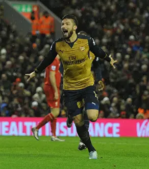 Liverpool V Arsenal 2015-16 Prints: Olivier Giroud's Hat-Trick: Arsenal's Triumph over Liverpool in the Premier League 2015-16