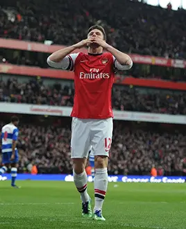 Arsenal V Reading 2012-13 Prints: Olivier Giroud's Hat-Trick: Arsenal's Triumph over Reading in the 2012-13 Premier League