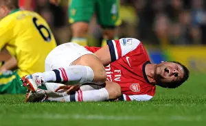 Norwich City V Arsenal 2012-13 Prints: Olivier Giroud's Injury Scare: Norwich City vs Arsenal, Premier League 2012-13