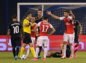 Dinamo Zagreb V Arsenal 2015-16 Prints: Olivier Giroud's Red Card