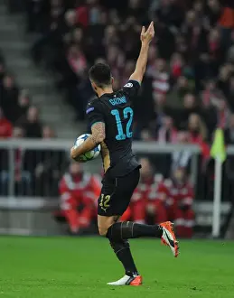 Bayern Munich V Arsenal 2015-16 Prints: Olivier Giroud's Stunner: Arsenal's Unforgettable Victory Goal Against Bayern Munich in the Champions League