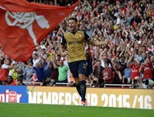 Arsenal v Olympique Lyonnais - Emirates Cup 2015/16 Collection: Olivier Giroud's Thrilling Goal: Arsenal vs. Olympique Lyonnais - Emirates Cup 2015/16