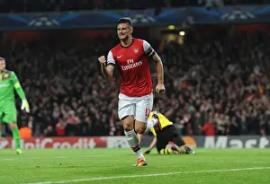 Arsenal V Borussia Dortmund 2013-14 Prints: Olivier Giroud's Thrilling Goal for Arsenal vs Borussia Dortmund, 2013