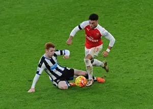Arsenal V Newcastle United 2015-16 Prints: Oxlade-Chamberlain Outmuscles Colback: Arsenal vs Newcastle Battle