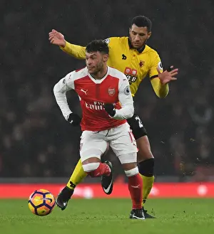 Arsenal V Watford 2016-17 Prints: Oxlade-Chamberlain vs. Capoue: A Battle of Midfield Masters - Arsenal vs