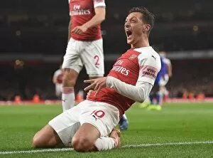 Arsenal v Leicester City 2018-19 Collection: Ozil goal 5 181022WAFC