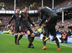 Ozil, Lacazette, Xhaka, and Kolasinac Celebrate Arsenal's Goals Against Everton (2017-18)