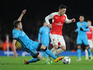 Arsenal V Barcelona 2015/16 Prints: Ozil vs. Alba: A Champions League Showdown - Arsenal vs. Barcelona