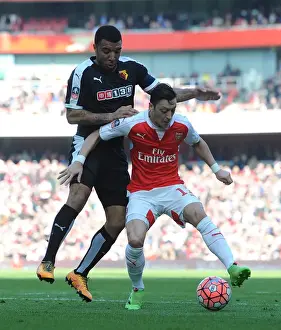 Arsenal V Watford FA Cup 2015-16 Prints: Ozil vs. Deeney: FA Cup Sixth Round Battle at Arsenal