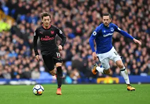Everton V Arsenal 2017-18 Prints: Ozil vs. Sigurdsson: A Premier League Battle at Goodison Park