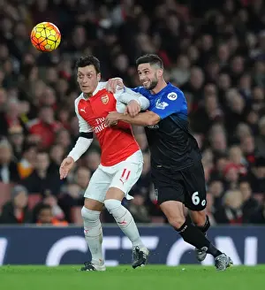 Arsenal V Bournemouth 2015-16 Prints: Ozil vs Surman: Intense Clash Between Arsenal's Maestro
